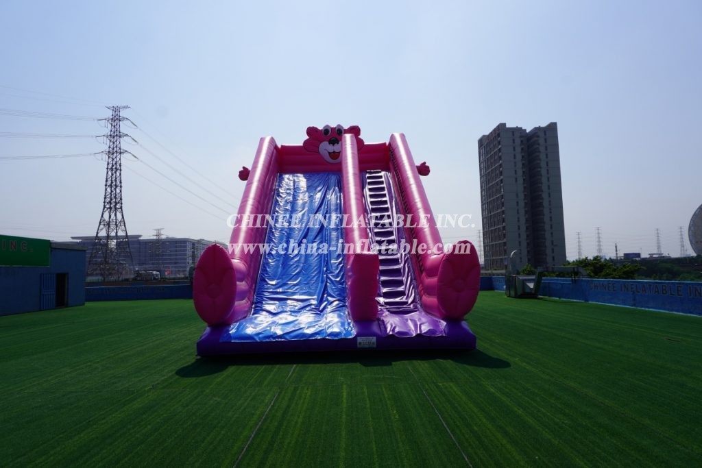 T8-704 Pink Panther Theme Giant Inflatable Slide Kids Outdoor Party Event