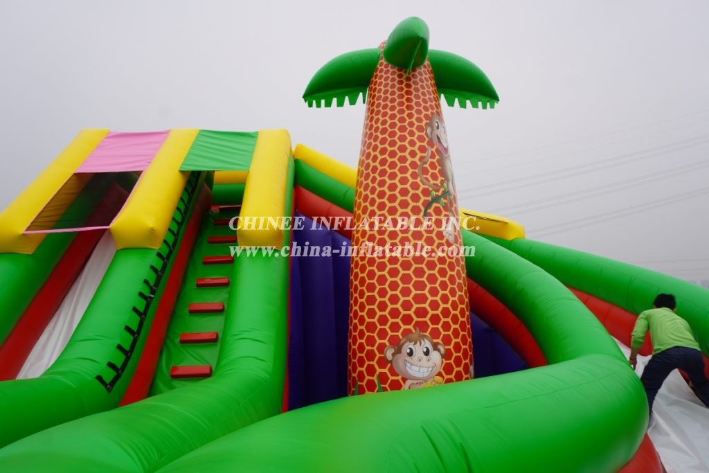 T8-348 Jungle Theme Inflatable Dry Slides