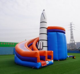 T8-133 Combinazione di etichette gonfiabili divertenti per la festa di affari dei bambini con diapositive Rocket Space Travel Tema