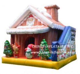 T2-3472 Casa di Babbo Natale Casa gonfiabile con scivolo