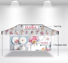 F2-10 10X20 1 Gazebo pieghevole con parete posteriore completa/Gazebo pubblicitario