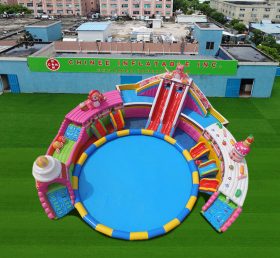 Pool2-722 Candy World Piscina gonfiabile scivolo