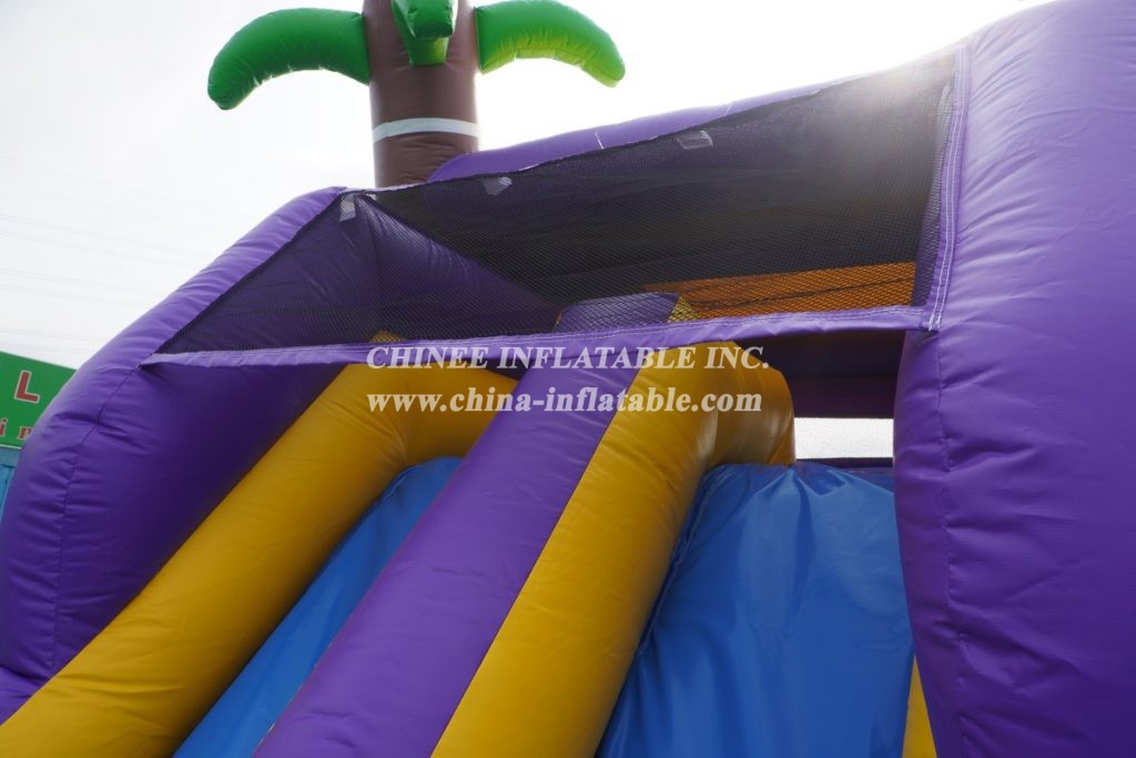 T2-3345 Paw Patrol Purple Palm Tree Water Slide Outdoor Bounce House Combo Slide