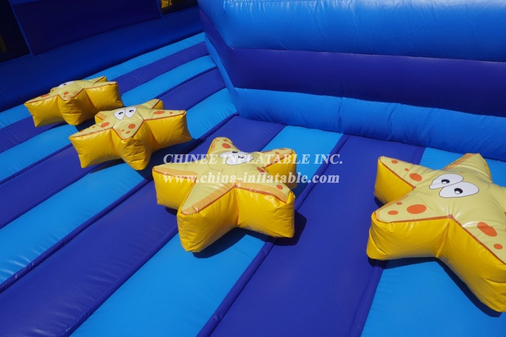 GF2-067 Undersea World Inflatable Park With Slide Shark Obstacle Courses Octopus Interactive Game