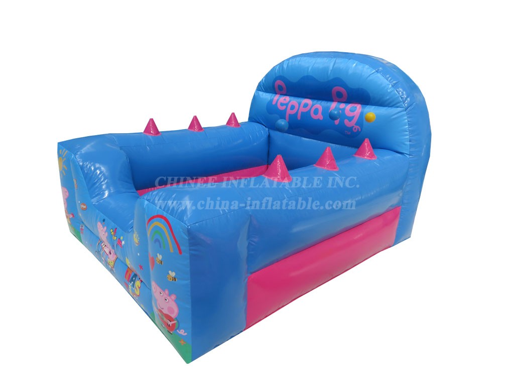 T2-4003 Blue Peppa Pig High Back Inflatable Ball Pool