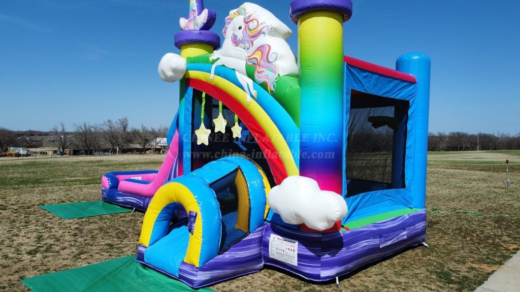 T2-4695 Unicorn Bouncer With Double Lane Slide