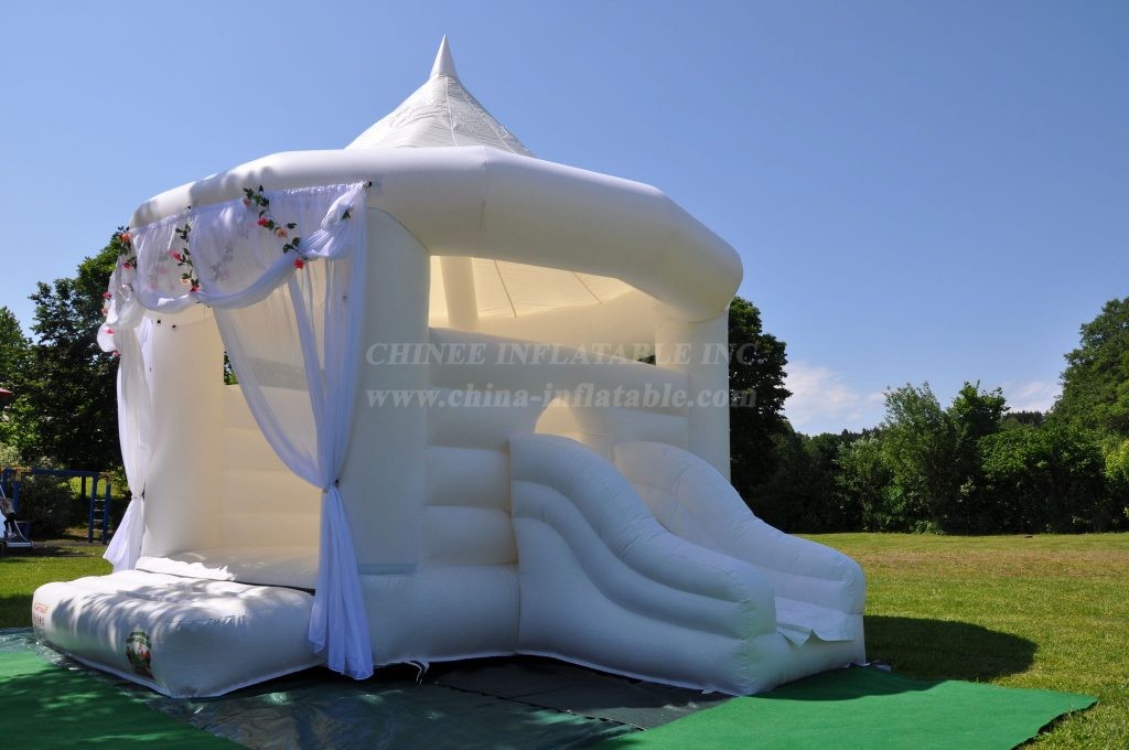 T2-4891 White Wedding Bouncer With Slide