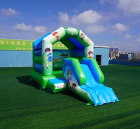 T2-2723K Castello gonfiabile per bambini a tema calcio con scivolo