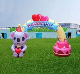Arch2-458 Gonfiabile Happy Birthday Cake Arches Attività per bambini Forniture per feste Decorazione