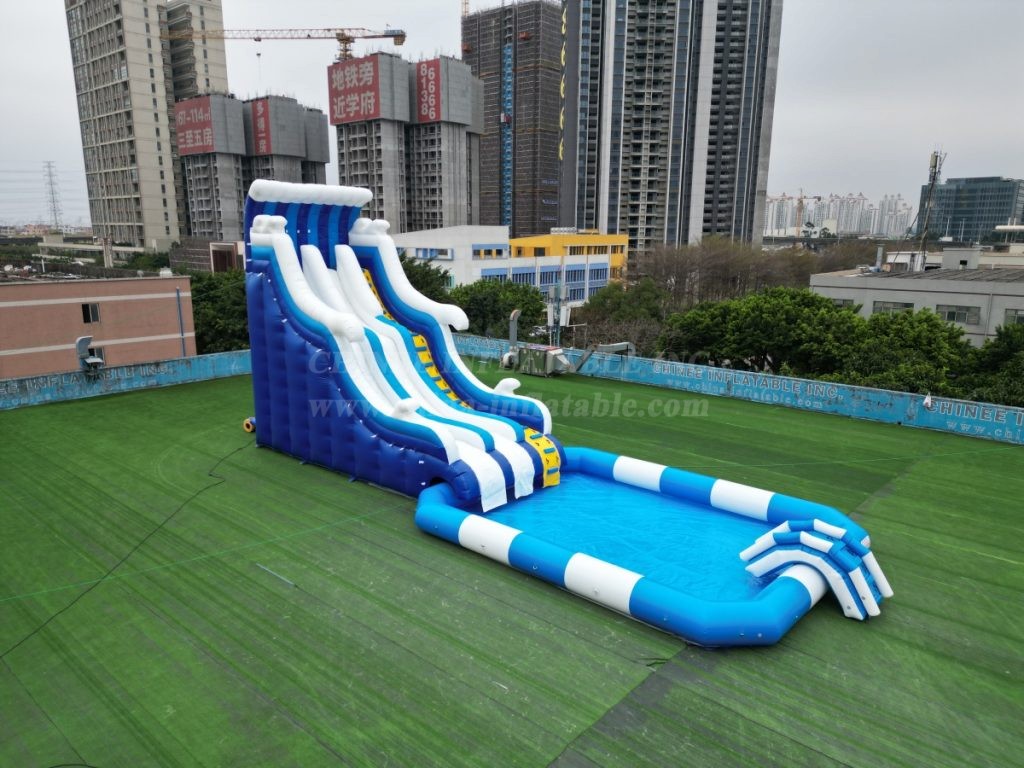 Pool2-715B Large inflatable water slide with swimming pool