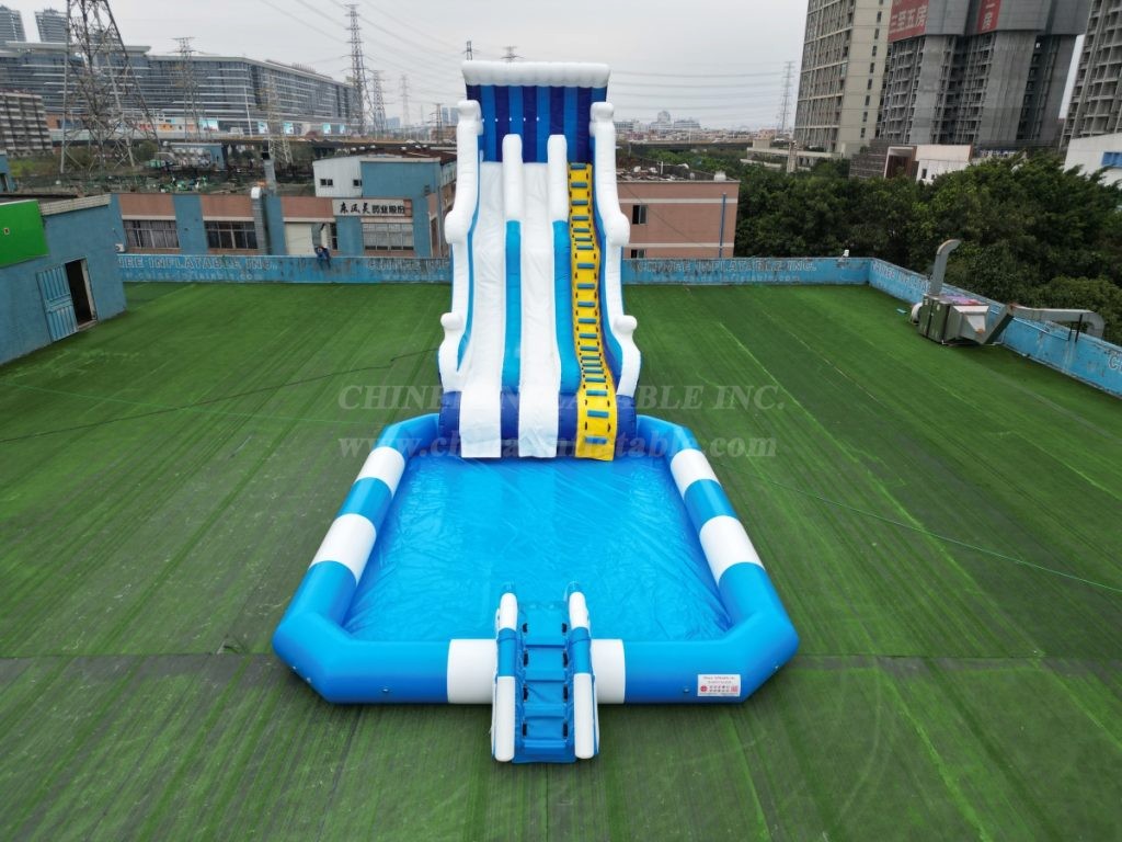 Pool2-715B Large inflatable water slide with swimming pool