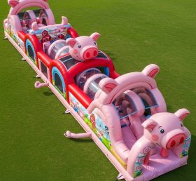 T7-3955 Pig Theme Inflatable Obstacle Co...