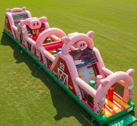 T7-3958 Pig Theme Inflatable Obstacle Co...