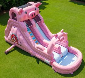 T8-5753 Pig Theme Inflatable Water Slide