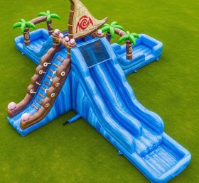 T8-7341 Moana Theme Inflatable Water Sli...