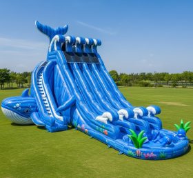 T8-9242 Whale Theme Inflatable Water Sli...