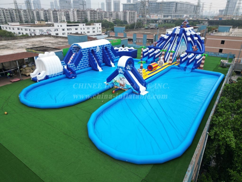 Pool2-815 Pirates Theme Inflatable Water Park Complex with Giant Slides & Pools