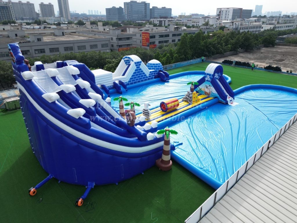 Pool2-815 Pirates Theme Inflatable Water Park Complex with Giant Slides & Pools