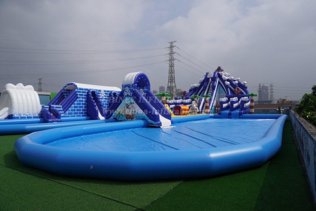 Pool2-815 Pirates Theme Inflatable Water Park Complex with Giant Slides & Pools