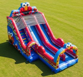 T8-9424 Scivolo Asciutto Gonfiabile a Tema Tickle Me Elmo