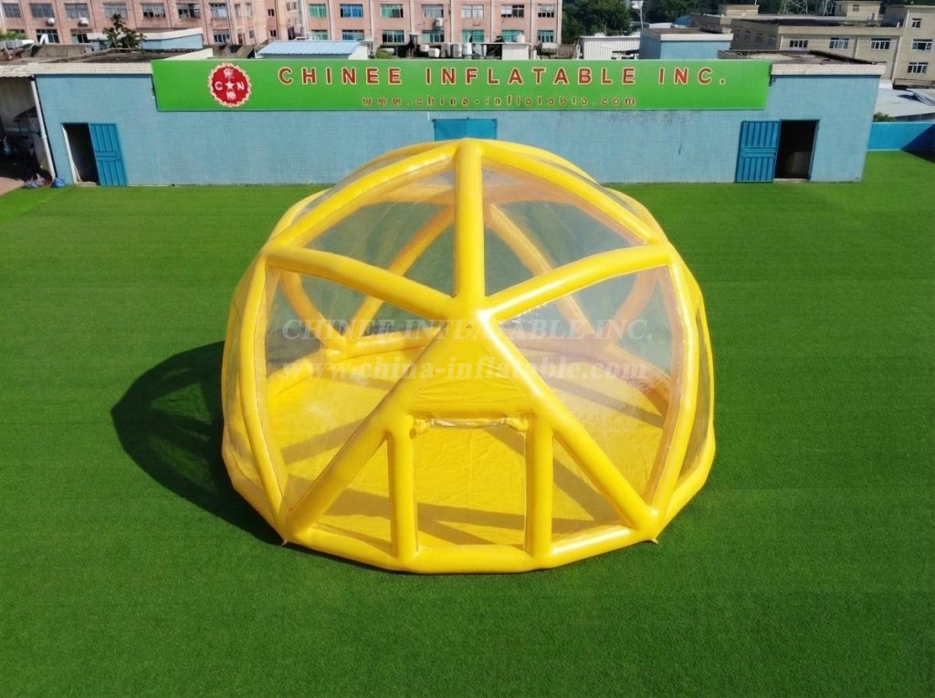 Tent1-5049O Yellow Spherical Structure Inflatable Bubble Tent