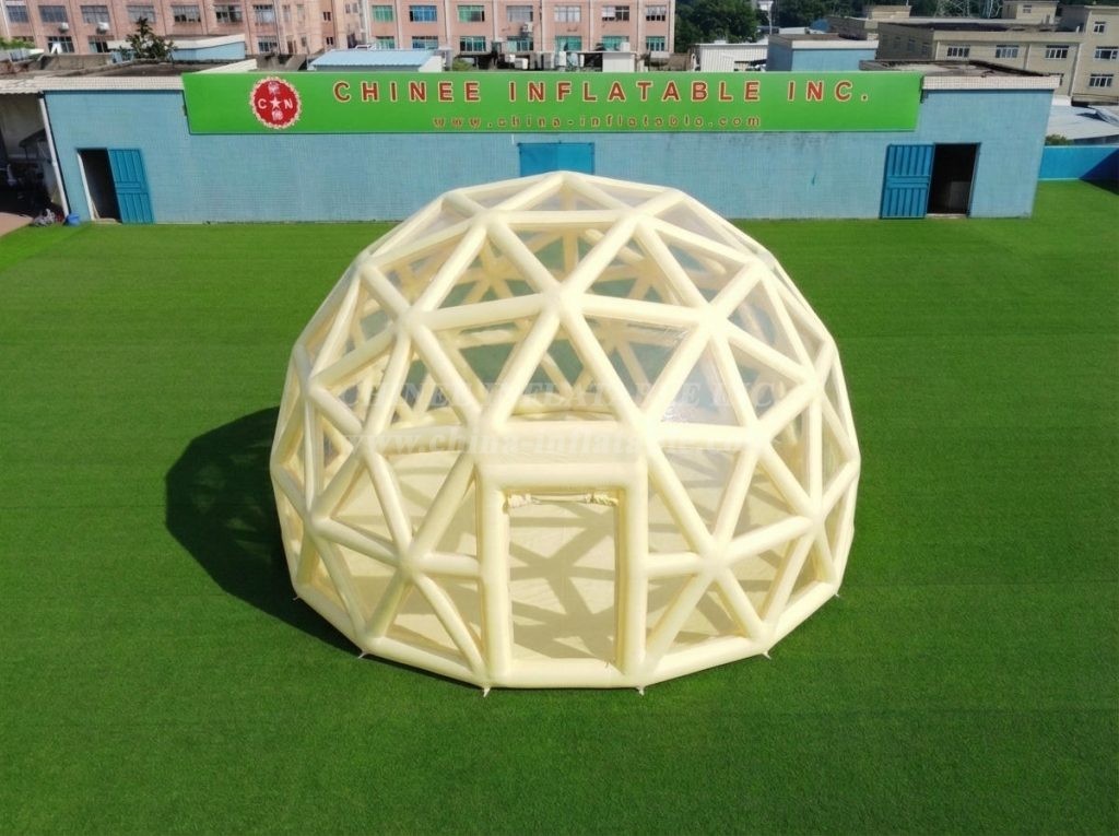 Tent1-5041J Pastel Yellow Spherical Structure Inflatable Bubble Tent