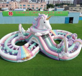 CR2-1000 Percorso a Ostacoli Gonfiabile Gigante a Tema Unicorno Corsa Avvincente