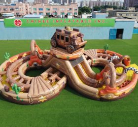 CR2-1001 Percorso a Ostacoli Gonfiabile Gigante a Tema Far West Corsa Avvincente