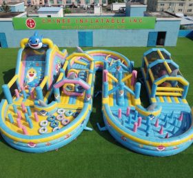 CR2-710 Percorso a ostacoli gonfiabile gigante a tema Baby Shark corsa impegnativa