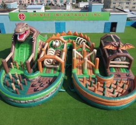 CR2-720 Percorso a ostacoli gonfiabile gigante a tema dinosauro corsa impegnativa