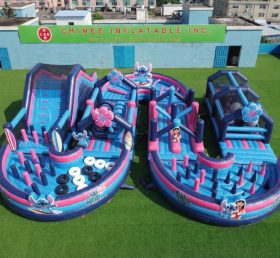 CR2-732 Percorso a ostacoli gonfiabile gigante a tema Lilo & Stitch corsa impegnativa