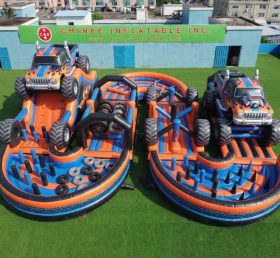 CR2-743 Tema Monster Trucks Gigante Percorso a Ostacoli Gonfiabile Corsa Sfida