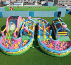 CR2-747 Percorso a ostacoli gonfiabile gigante a tema Peppa Pig Corsa impegnativa