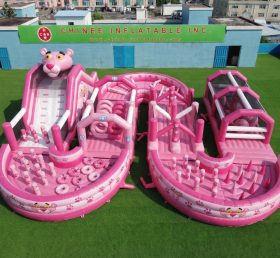 CR2-748 Percorso a ostacoli gonfiabile gigante a tema Pantera Rosa corsa impegnativa