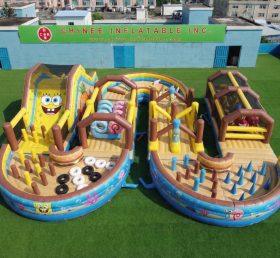 CR2-757 Percorso a ostacoli gonfiabile gigante a tema SpongeBob corsa impegnativa