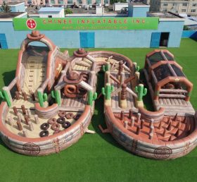 CR2-771 Percorso a ostacoli gonfiabile gigante a tema Far West corsa impegnativa