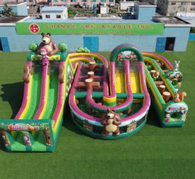 CR2-808 Percorso a ostacoli gonfiabile gigante a tema Masha e Orso Corsa impegnativa