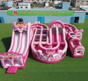 CR2-822 Percorso a ostacoli gonfiabile gigante a tema Pantera Rosa corsa impegnativa