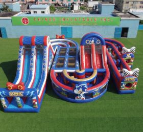 CR2-832 Percorso a ostacoli gonfiabile gigante a tema Sonic corsa impegnativa