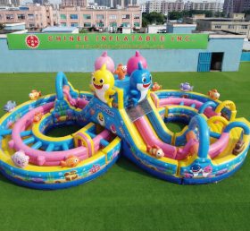 CR2-935 Percorso a Ostacoli Gonfiabile Gigante a Tema Baby Shark Corsa Avvincente