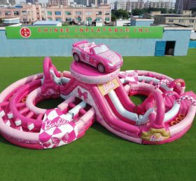 CR2-936 Percorso a Ostacoli Gonfiabile Gigante a Tema Barbie Corsa Avventurosa