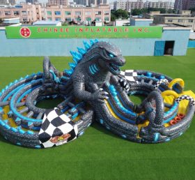 CR2-947 Percorso a ostacoli gonfiabile gigante a tema Godzilla corsa impegnativa
