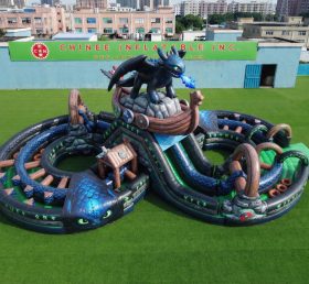 CR2-949 Percorso a ostacoli gonfiabile gigante a tema Dragon Trainer corsa impegnativa