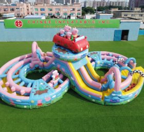 CR2-961 Percorso a Ostacoli Gonfiabile Gigante a Tema Peppa Pig Corsa Avventurosa