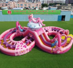 CR2-962 Percorso a ostacoli gonfiabile gigante a tema Pantera Rosa corsa impegnativa