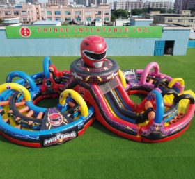 CR2-966 Percorso a ostacoli gonfiabile gigante a tema Power Rangers corsa impegnativa