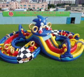 CR2-972 Tema Sonic Gigante Percorso a Ostacoli Gonfiabile Corsa Impegnativa