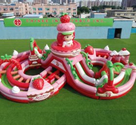 CR2-976 Percorso a ostacoli gonfiabile gigante a tema Strawberry Shortcake corsa impegnativa
