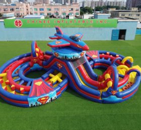 CR2-978 Percorso a ostacoli gonfiabile gigante a tema Superman corsa impegnativa