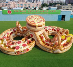 CR2-993 Percorso a ostacoli gonfiabile gigante a tema pizza corsa impegnativa